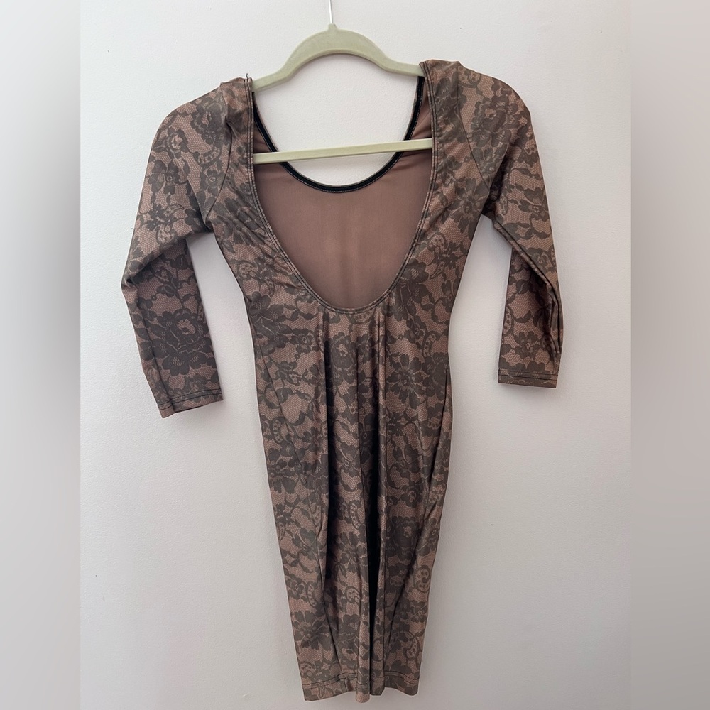 Y2K Vintage American Apparel Spandex Lace Print Disco Dress - Picture 2 of 2